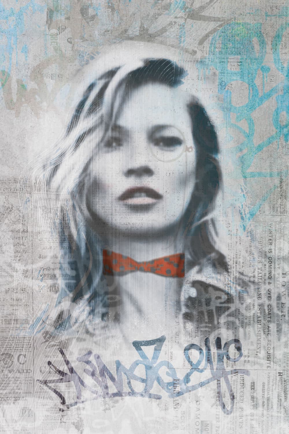 Zwart-wit portret met oranje accent