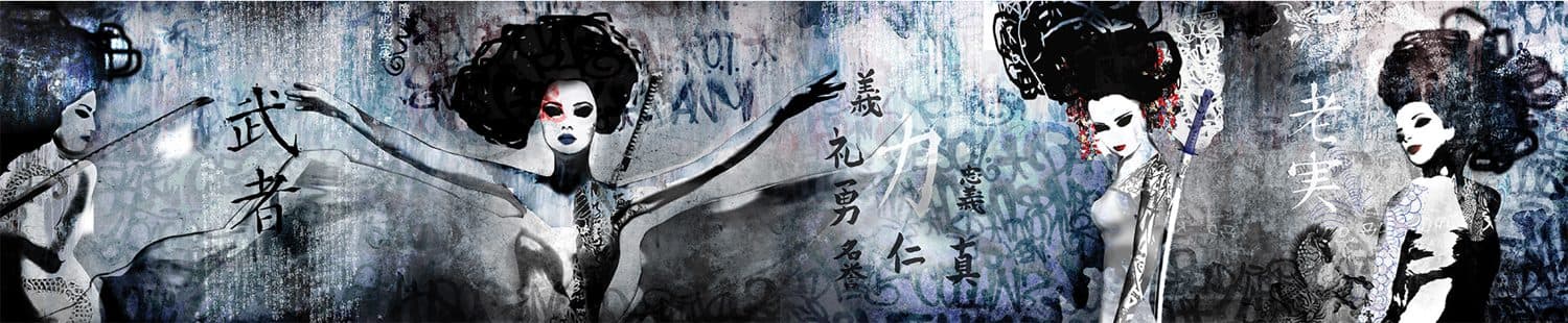 Graffiti muurschildering met dansende figuren